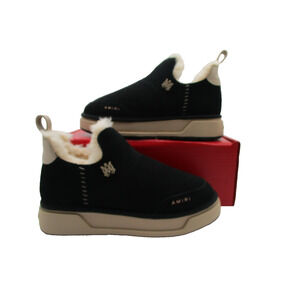 Amiri Malibu Boots Womens Size 10 Black Tan Shearling Slip On Suede platform 1I9